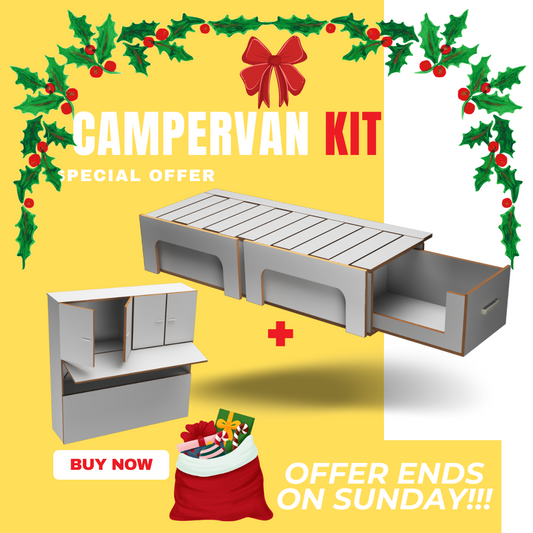 Side Sliding Bed Frame for Campervan (372mm Height) + High Side Storage (1200mm)