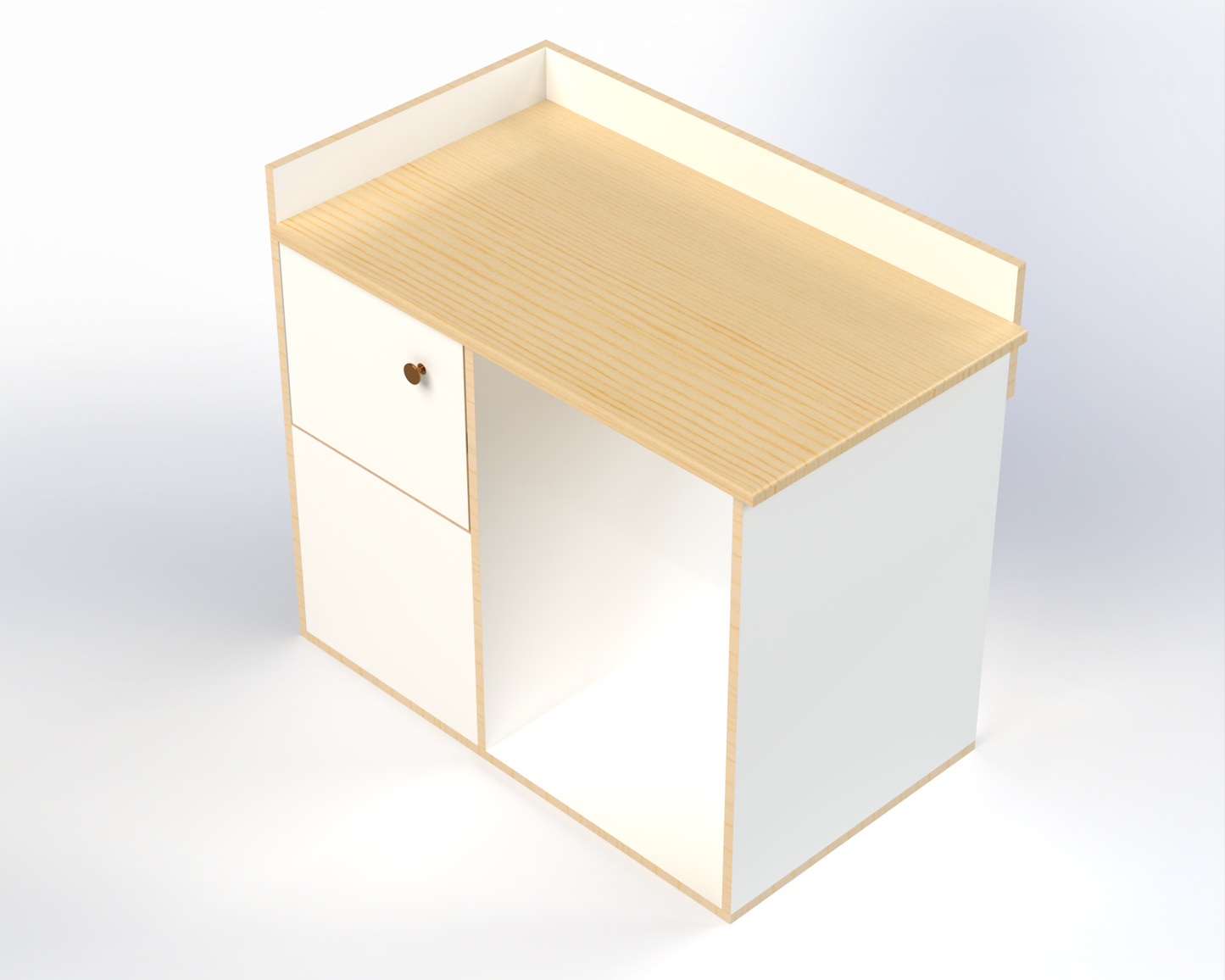 Fridge area designed for small campervan kitchen installation, front unit fridge cabinet in van