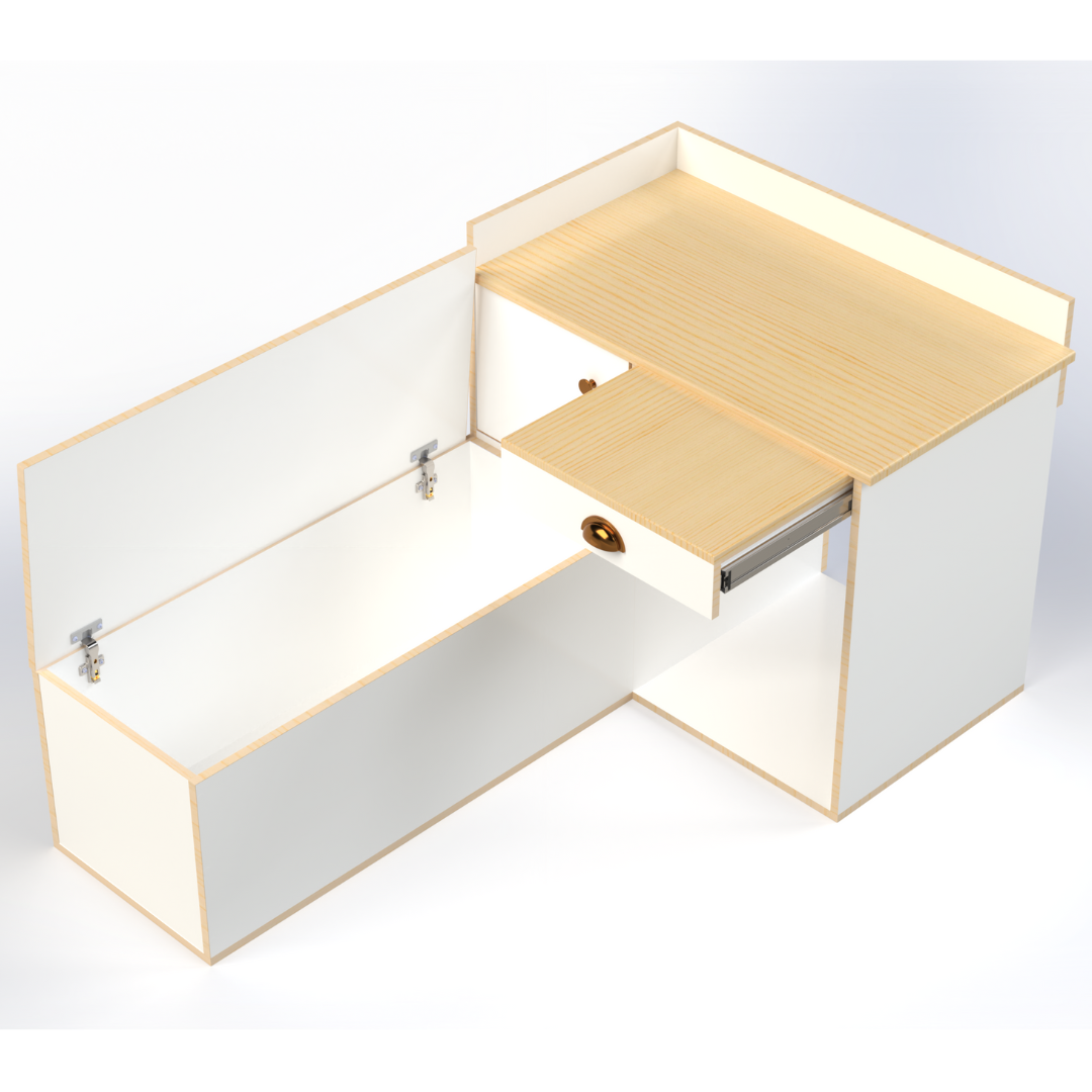 Compact campervan front unit  with slide out table