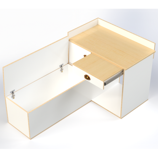 Compact campervan front unit  with slide out table